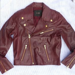 Maje Burgundy Leather jacket